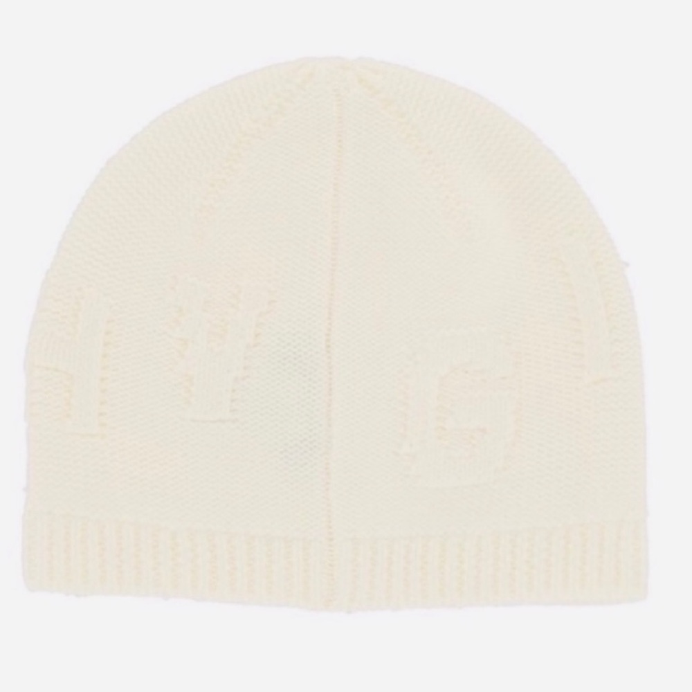 NWT Givenchy Tonal Raised Logo Jacquard Knit Wool Beanie Cream Off White - Picture 4 of 15